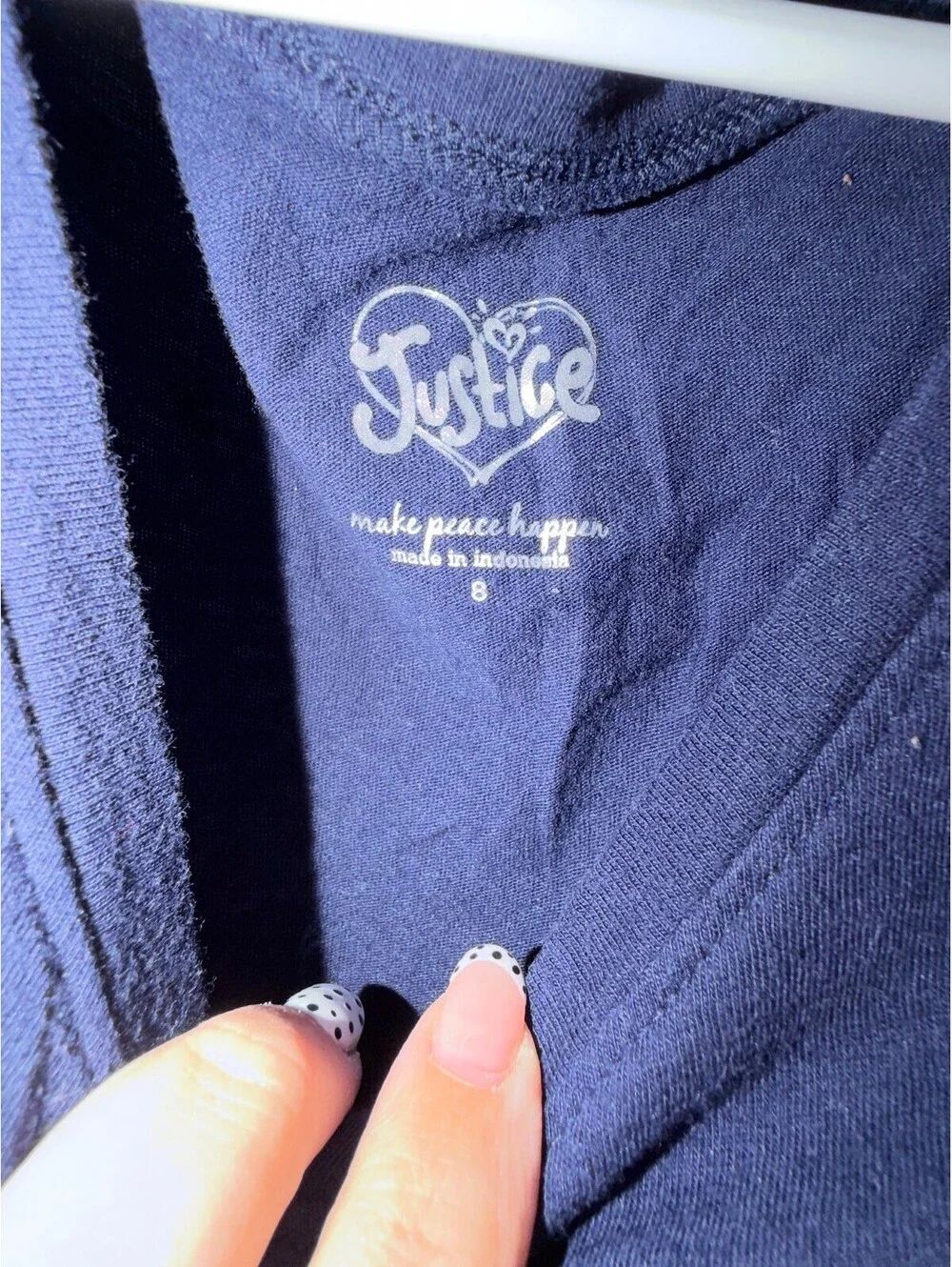 Girls Size 8 Navy Blue Justice Top / Shirt with Glitter